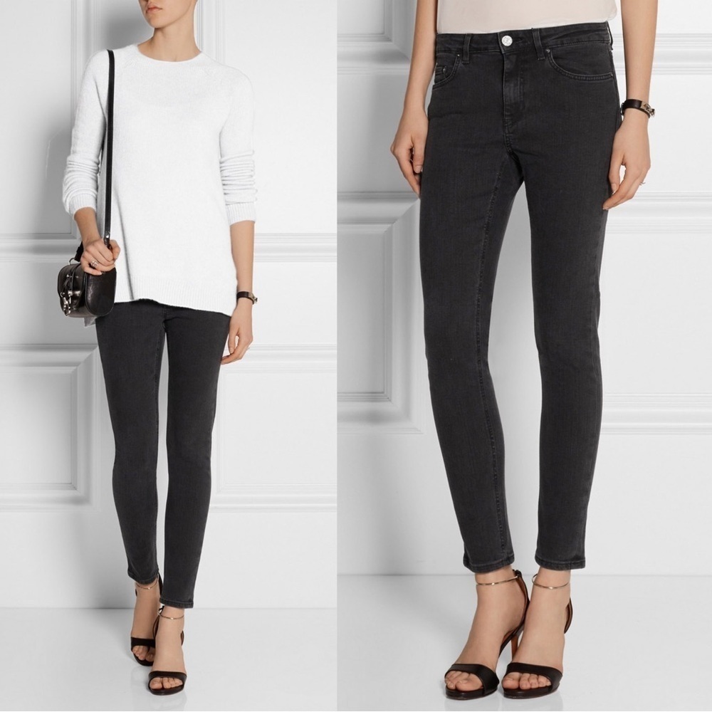 Acne Studios • Skin 5 skinny jeans Used Black faded denim mid rise ankle cropped